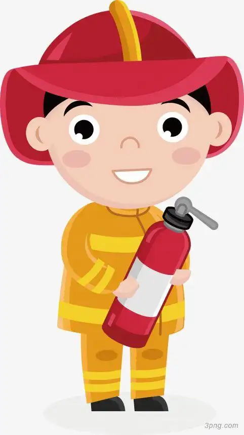 消防员小朋友png素材透明免抠图片卡通手绘