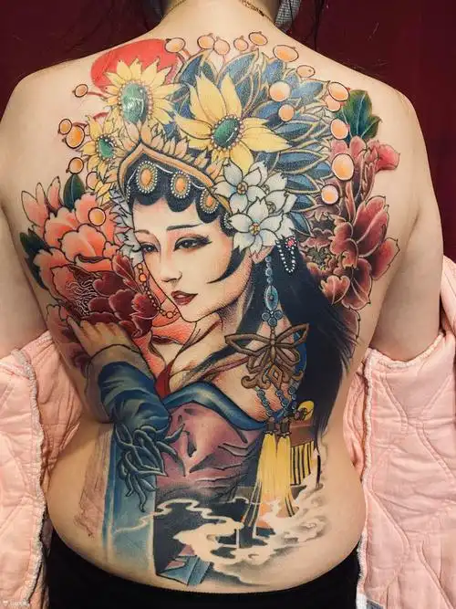 彩色花旦_纹身图案手稿图片_安琳琳的纹身作品集