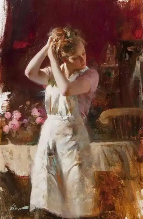 艺术大师油画中气质优雅的美女