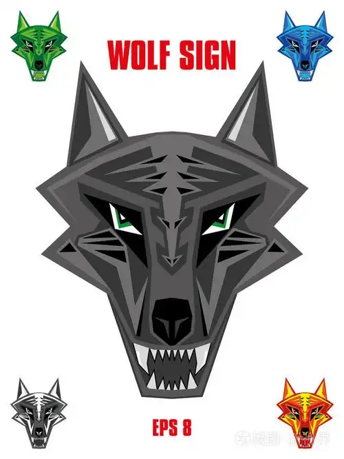 锐利的未来派风格的狼徽