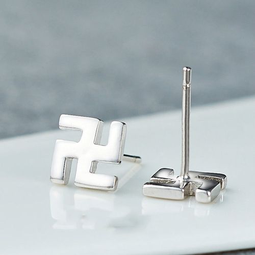 复古时尚佛系万字佛耳钉梵文经卍字耳环s925纯银饰品个性耳饰品