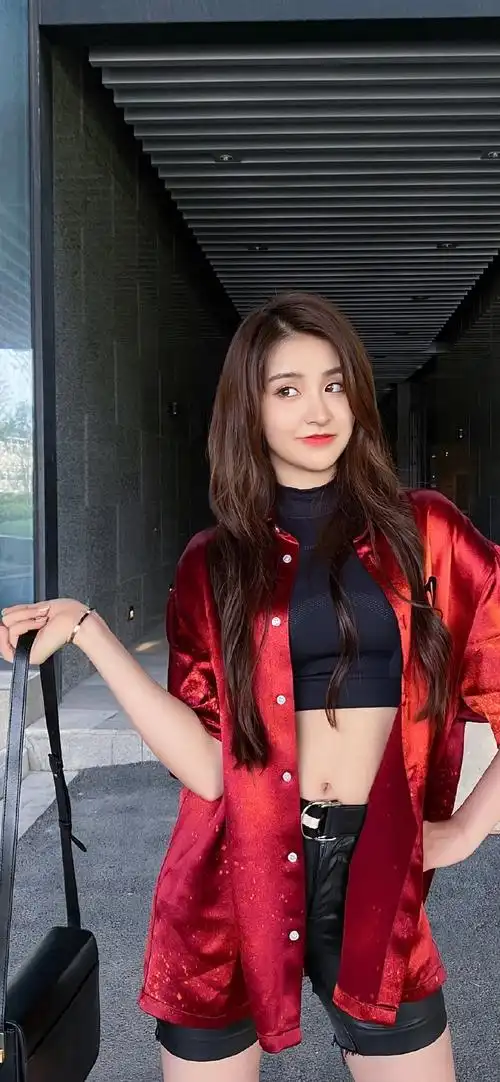 金子涵红衣性感高清手机壁纸