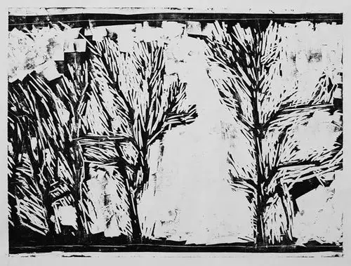 《树之四》 40x60cm 黑白木刻 2017