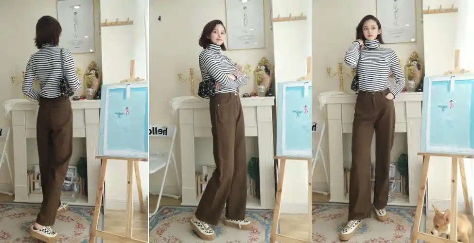 解锁女神范穿搭技巧咖啡色阔腿裤复古美腻