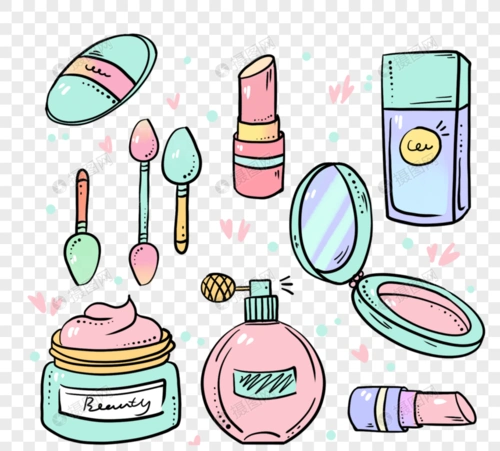 清新手绘化妆品