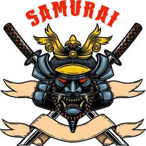 武士头盔的插图与交叉的武士刀.海报,卡片,横幅,徽章,t 恤的设计元素.