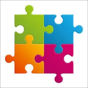 四张彩色拼图块矢量