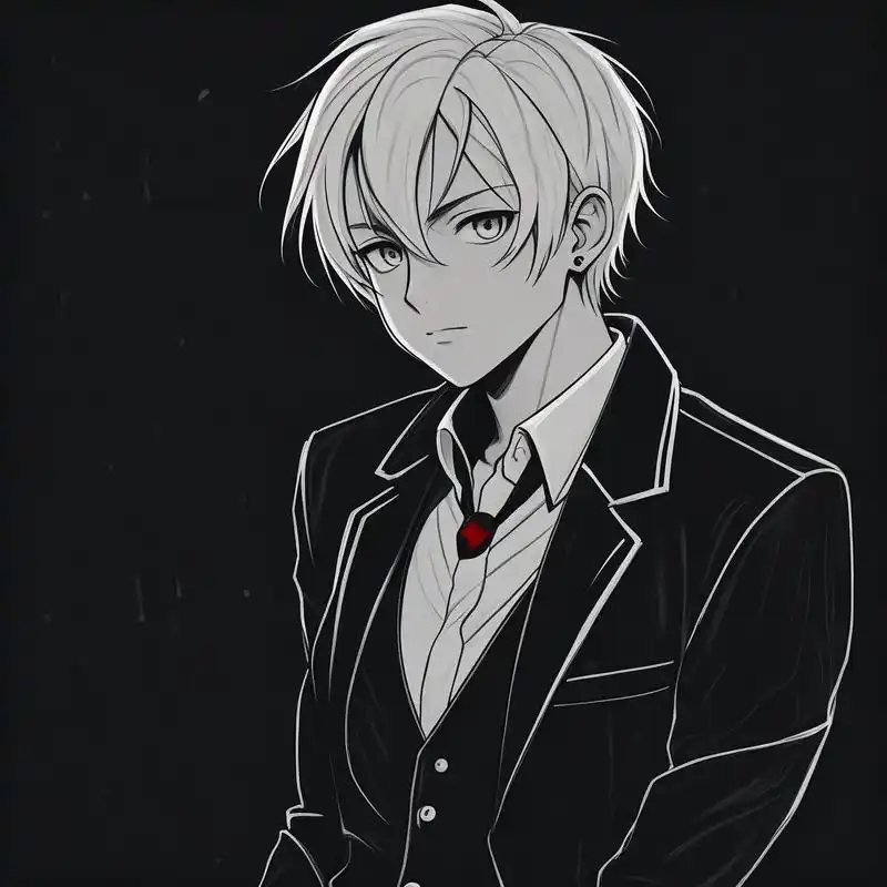 黑白素描西装头像,氛围感拉满90