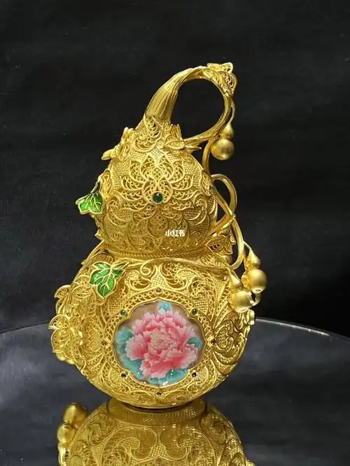 纯手工古法金葫芦摆件