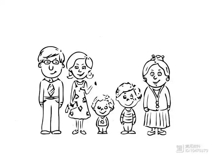 【简笔画】六口之家全家福简笔画 分步画法