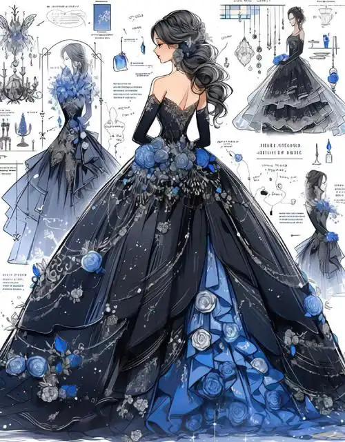 动漫超话#遇见艺术#高级感婚纱礼服裙丨蓝色系