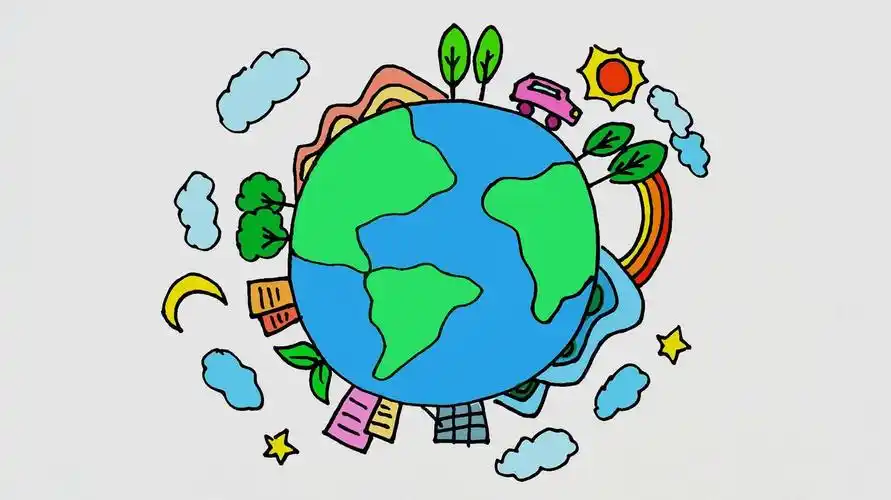 《绿色家园91》保护地球,儿童画