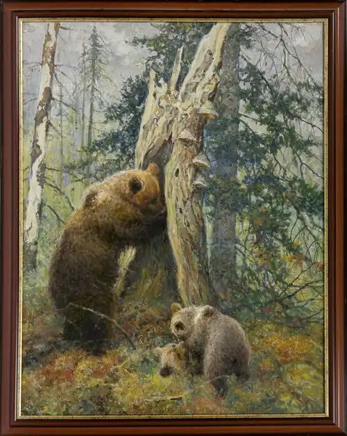 《带幼崽的母熊》(female bear with cubs)