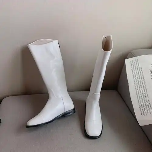 白色长筒马丁靴女鞋子高筒夏季薄款骑士长靴春秋单靴炸街小短靴子