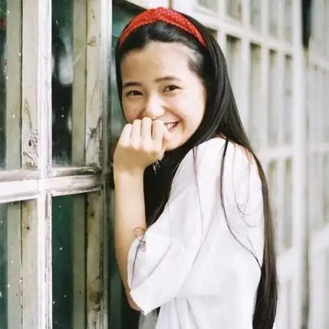 戴着红色头巾笑起来很可爱的女生头像