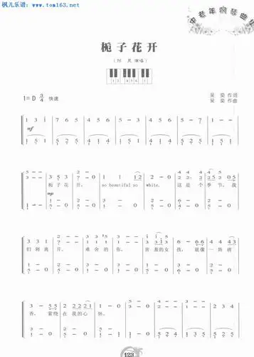 求栀子花左右手钢琴简谱,急用,谢谢