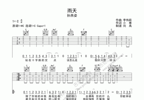 雨天吉他谱_孙燕姿c调弹唱62%原版_刘禹up - 吉他世界