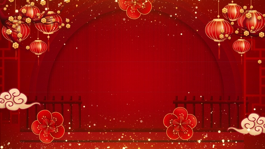 4k新年喜庆红灯笼祥云春节晚会舞台背景