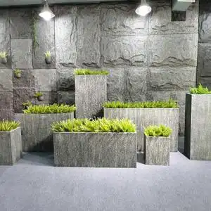 花槽水泥花盆庭院落地栅栏钵创意石头花器玻i璃花箱长方形户外