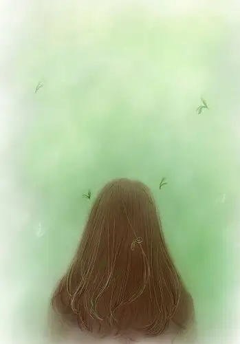 壁纸背影少女手绘