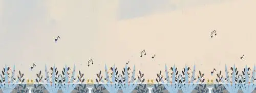 手绘暖色音乐符号植物背景图