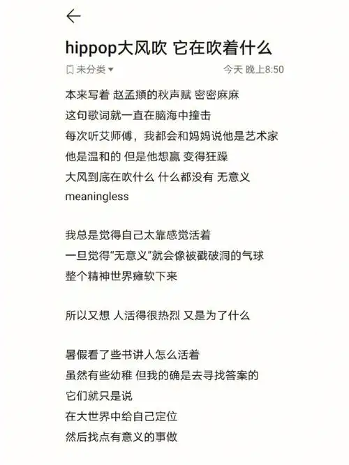 hippop大风吹 它在吹着什么"这句歌词就一直在脑海中撞击每次听艾师傅