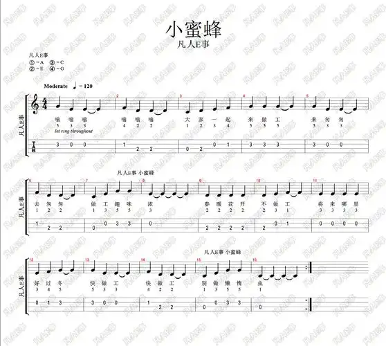 小蜜蜂儿童尤克里里欣赏与学习视频及高清乐谱分享