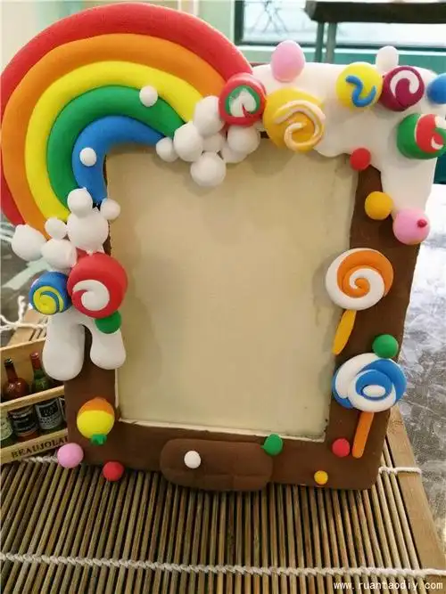 手工彩虹世界粘土diy相框作品分享