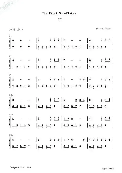 简单版-eop教学曲双手简谱预览1-钢琴谱文件(五线谱,双手简谱,数字谱