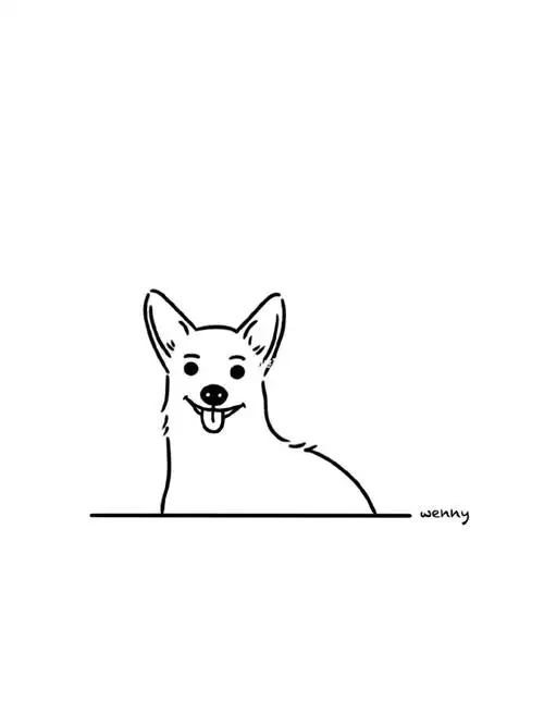 ins风极简手绘logo线条图案宠物简笔画狗狗