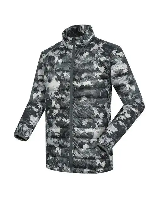男款黑灰迷彩羽绒服 轻便保暖可收纳