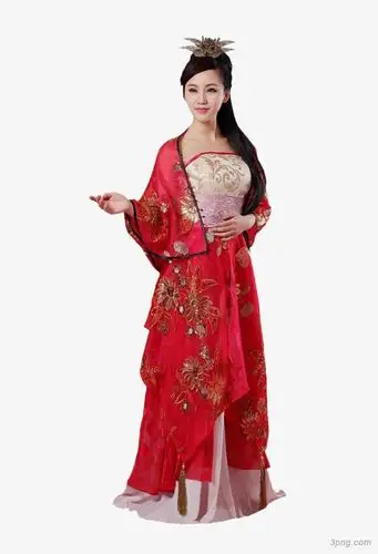 红色古装服饰美女png素材透明免抠图片-动植人物