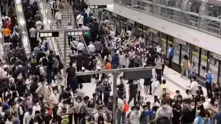 深圳岗厦北地铁站晚高峰