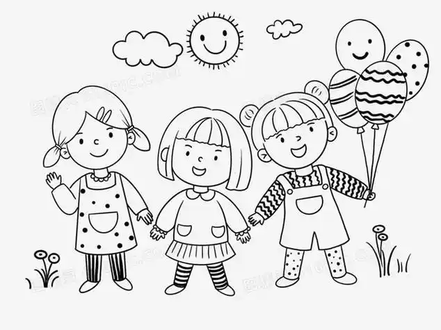 小朋友们在一起的简笔画