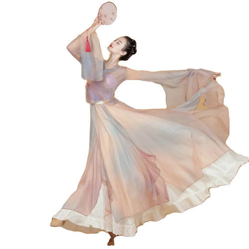 古典舞纱衣渐变色飘逸汉唐舞蹈练功服中国舞剧目演出服艺考套装