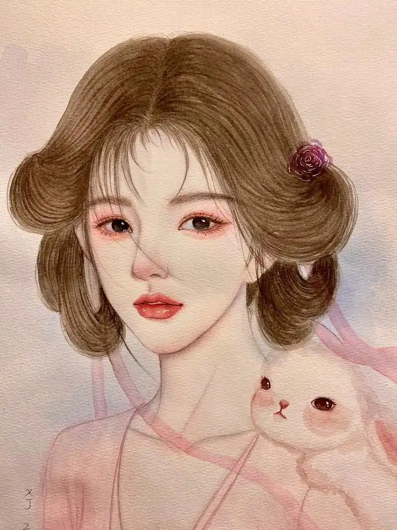 我的抖音生活日记 #古风美人 #手绘 #国风古韵 #水彩人 - 抖音