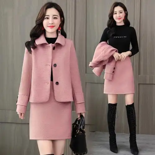 女装秋装连衣裙两件套套装裙 芙皇儿龙凤呢两件套秋冬季套裙女时尚