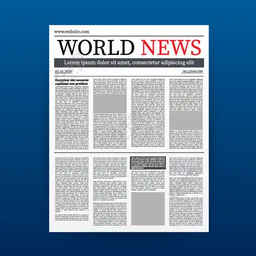 空白日报的矢量模型在剪贴蒙版中完全可编辑的整份报纸矢量图空白日报