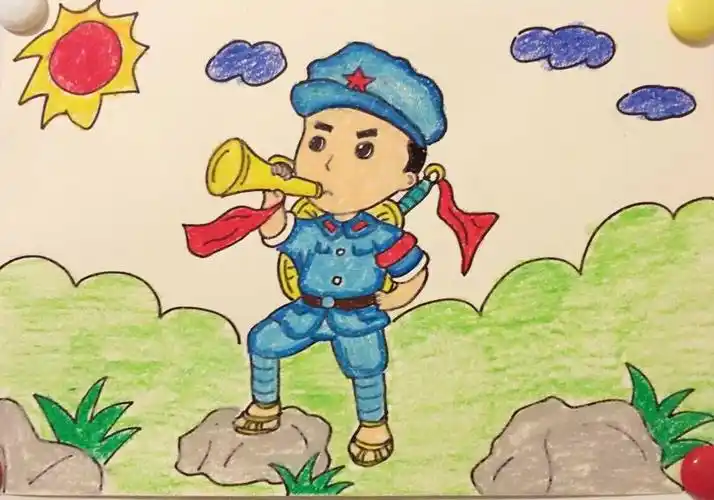 小红军战士卡通简笔画作品图大全