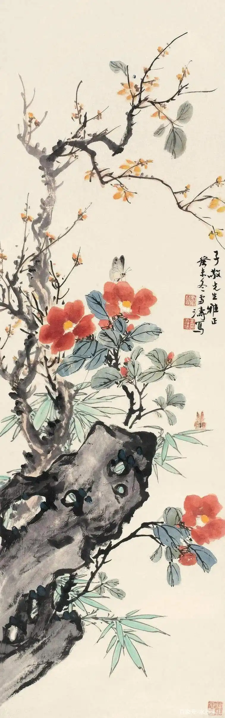 异曲同工之妙|近现代国画大师们笔底的山茶花