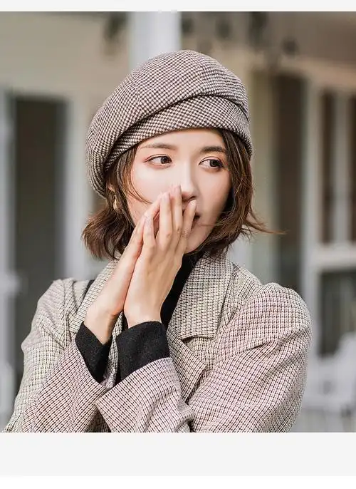 新款贝雷帽女秋冬季英伦复古风画家帽百搭文艺帽子