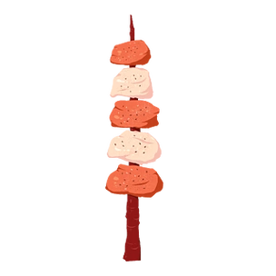 羊肉串烧烤红柳串手绘插画卡通