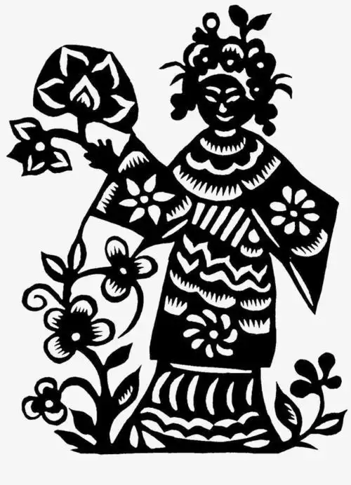 中国风人物传统文化镂空剪纸素材