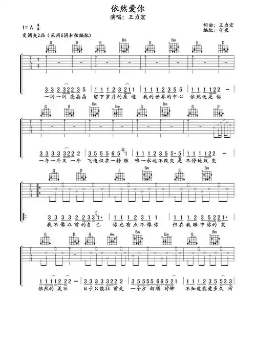 《依然爱你》吉他谱,喜欢的双击点赞哦