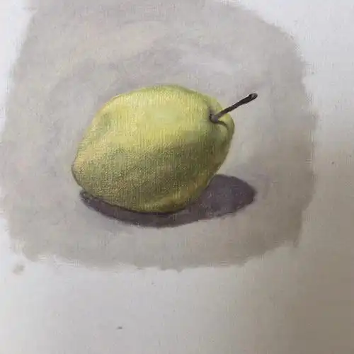 单个物体油画香梨