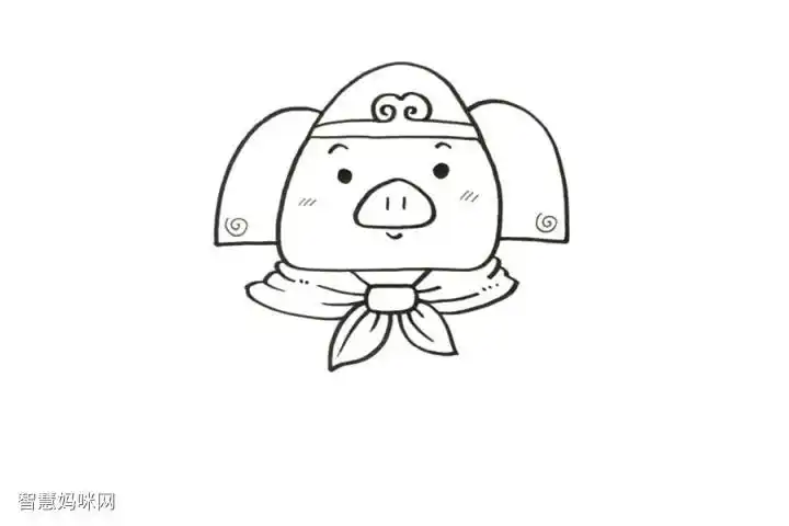 猪八戒-图2超详尽的西游记卡通画教程:猪八戒-图1简笔画作品完成图