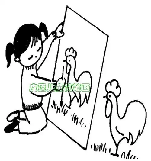 正在画画女画家简笔画