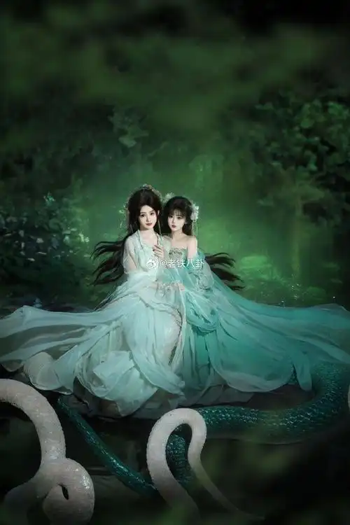 张大凡和小不点杨清柠拍的"青蛇白蛇"写真.