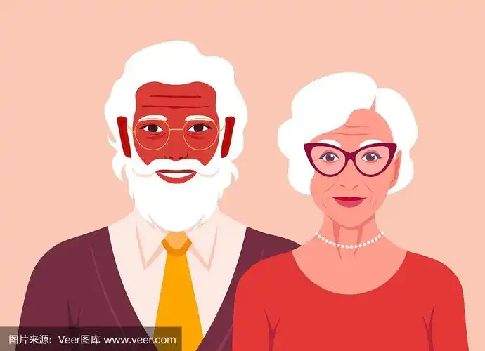 爷爷和奶奶在微笑.快乐老人的肖像.退休的夫妇.