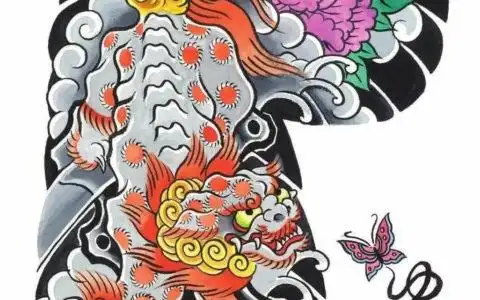 日式半甲纹身,日式半甲纹身手稿,日式半甲纹身手稿图案